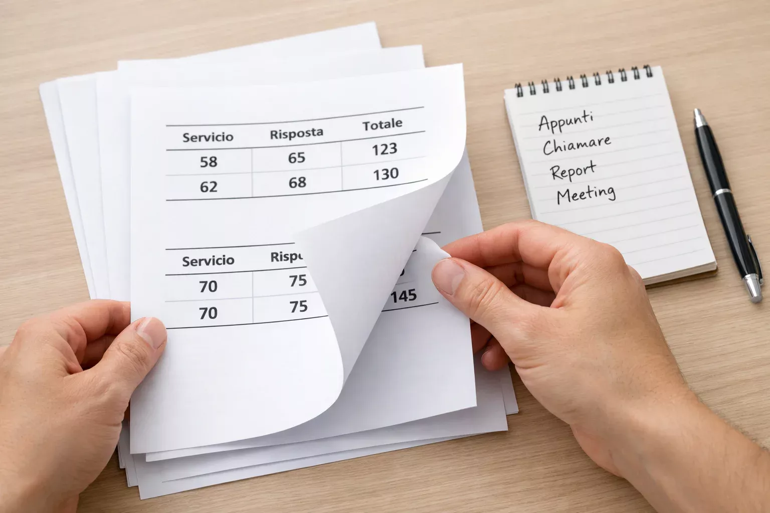 Persona che studia statistiche su fogli stampati